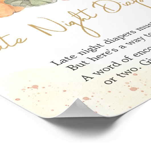 秋の秋フローラパンプキンレイトナイトおむつ ポスター (角)