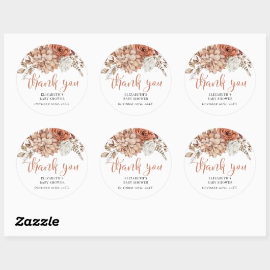 秋の秋フローラベビーシャワーありがとうお願い ラウンドシール (シート)