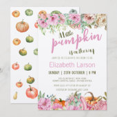 秋の秋フローラリトルカボチャ赤ちゃんシャワー 招待状 (正面/裏面)