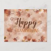 秋の秋ブラウン葉ズハッピーサンクスギビング シーズンポストカード (正面)