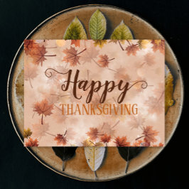 秋の秋ブラウン葉ズハッピーサンクスギビング シーズンポストカード