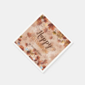 秋の秋ブラウン葉ズハッピーサンクスギビング スタンダードカクテルナプキン (角)