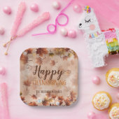 秋の秋ブラウン葉ズハッピーサンクスギビング ペーパープレート (パーティー)