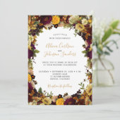 秋の秋ブルゴーニュフローラ素朴なシック結婚ズ 招待状 (スタンド正面)