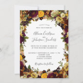 秋の秋ブルゴーニュフローラ素朴なシック結婚ズ 招待状 (正面)