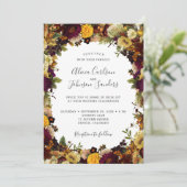 秋の秋ブルゴーニュフローラ素朴なシック結婚ズ 招待状 (スタンド正面)