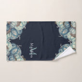 秋の秋ブルーウォーターカラーパンプキン素朴ネイビー バスタオルセット (ハンドタオル)