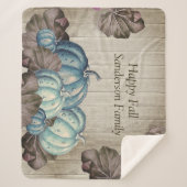 秋の秋ブルーパンプキンカウ素朴ィーグレーウッド シェルパブランケット (正面)