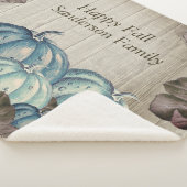 秋の秋ブルーパンプキンカウ素朴ィーグレーウッド シェルパブランケット (3/4)