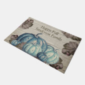 秋の秋ブルーパンプキンカウ素朴ィーグレーウッド ドアマット (アングル)