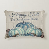 秋の秋ブルーパンプキ素朴ンキュートグレーウッドA アクセントクッション (正面)