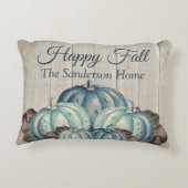 秋の秋ブルーパンプキ素朴ンキュートグレーウッドA アクセントクッション (裏面)