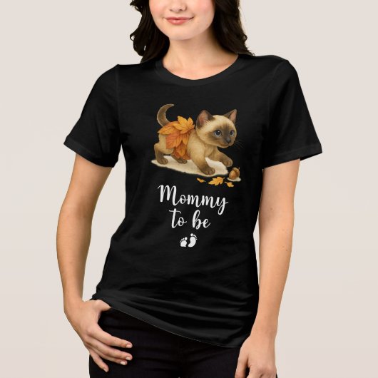 秋の秋ベビーシャワー猫好き トライブレンドTシャツ (正面)