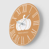 秋の秋ホワイトパンプキンシルエット ラージ壁時計 (傾斜)