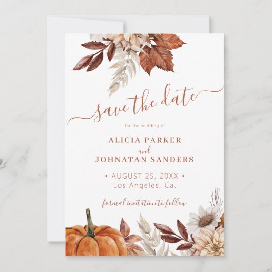 秋の秋ボホボタニカルテラコッタ結婚ズ セーブザデート (正面)