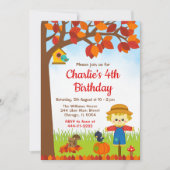 秋の秋ボーイかかし誕生日 招待状 (正面)