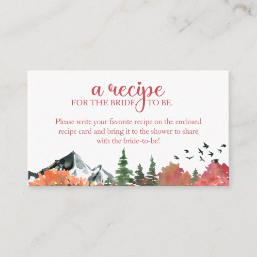秋の秋マウンテンフォレストレシピのための花嫁 エンクロージャーカード (正面)