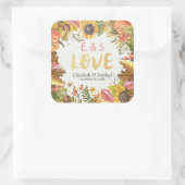 秋の秋メープル葉スパンプキ結婚ンサンキュー スクエアシール (バッグ)