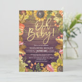 秋の秋メープル葉パンプキンベビーシャワーカード 招待状 (スタンド正面)