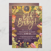 秋の秋メープル葉パンプキンベビーシャワーカード 招待状 (正面/裏面)