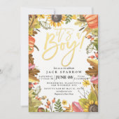 秋の秋メープル葉パンプキンベビーシャワーカード 招待状 (正面)