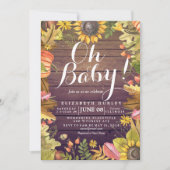 秋の秋メープル葉パンプキンベビーシャワーカード 招待状 (正面)