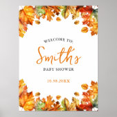 秋の秋メープル離れズベビーシャワーウェルカムサイン ポスター (正面)