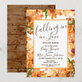 秋の秋ラブグリーンリーベビーシャワー素朴 招待状