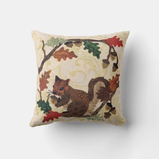 秋の秋リスかわいいシックスタイリッシュ クッション (裏面)
