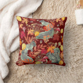 秋の秋リスの葉のキノコのアコーンブルゴーニュ クッション (ブランケット)