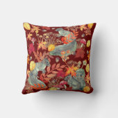 秋の秋リスの葉のキノコのアコーンブルゴーニュ クッション (裏面)