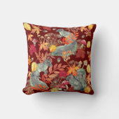 秋の秋リスの葉のキノコのアコーンブルゴーニュ クッション (正面)