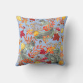 秋の秋リス葉ルマッシュルームアコーンブルー クッション (裏面)