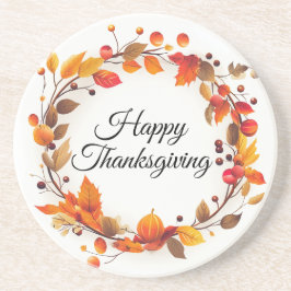 秋の秋リースハッピーサンクスギビング コースター