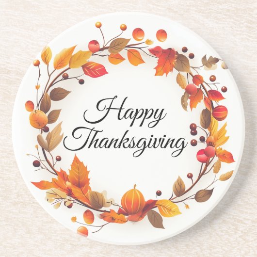 秋の秋リースハッピーサンクスギビング コースター (正面)