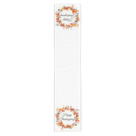 秋の秋リースハッピー感謝祭テーブルランナー ショートテーブルランナー