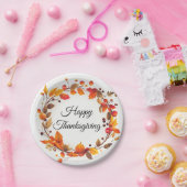 秋の秋リースハッピー感謝祭紙プレート ペーパープレート (パーティー)
