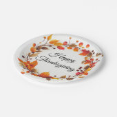 秋の秋リースハッピー感謝祭紙プレート ペーパープレート (アングル)