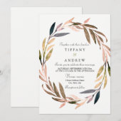 秋の秋リーフリースウェディング招待 招待状 (正面/裏面)