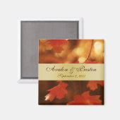 秋の秋リーフ金ゴールドリボン日付磁石を保存 マグネット (正面/裏面)