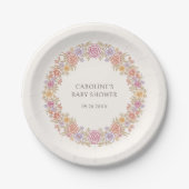 秋の秋ワイルドフラワーズフローラベビーシャワー ペーパープレート (正面)