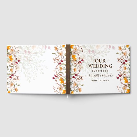 秋の秋ワイルドフラワー結婚ズゲストブック ゲストブック (全面)