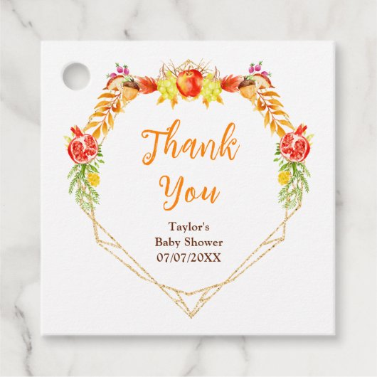 秋の秋収穫赤ちゃんシャワーありがとう フェイバータグ (正面)