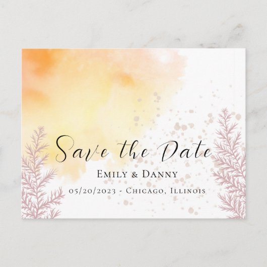 秋の秋夕暮れ森林染め日付投稿を保存 ポストカード (正面)