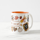 秋の秋季節の感謝祭ハローパンプキン ツートーンマグカップ (正面右)