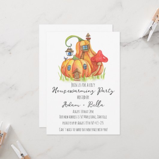 秋の秋引っ越し祝いパーティー招待状 招待状 (正面/裏面インサイチュ)