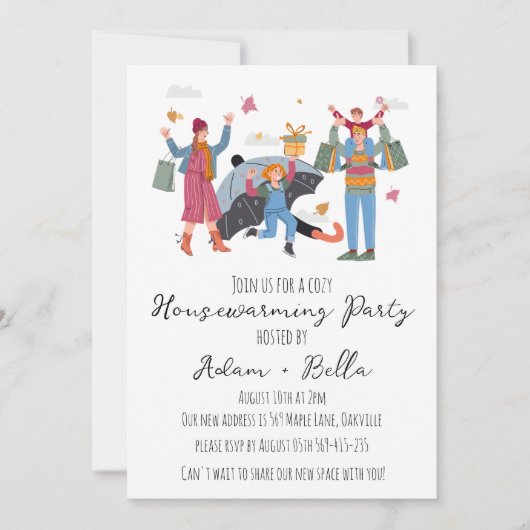 秋の秋引っ越し祝いパーティー招待状 招待状 (正面)