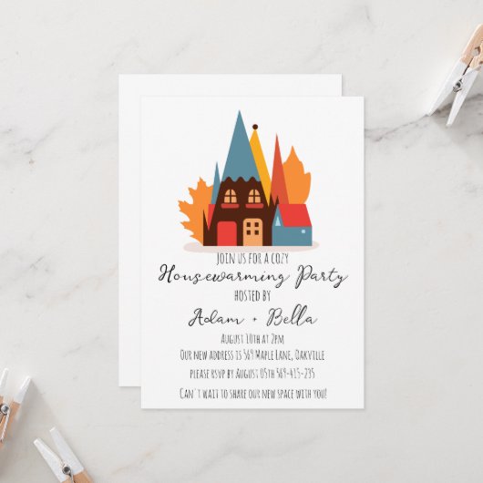 秋の秋引っ越し祝いパーティー招待状 招待状 (正面/裏面インサイチュ)