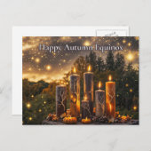 秋の秋彼岸の神秘的なキャンドル シーズンポストカード (正面/裏面)