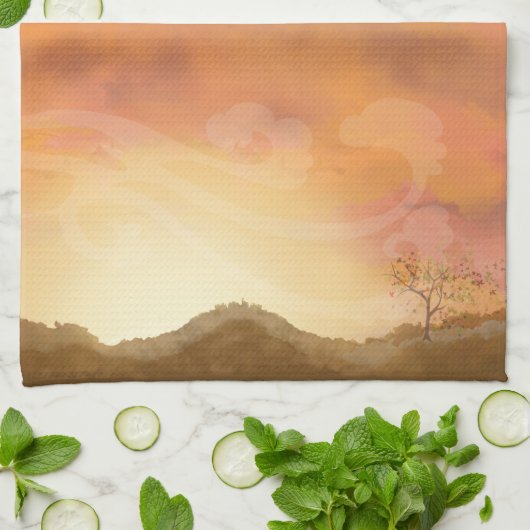 秋の秋感謝祭シーンキッチンタオル キッチンタオル (折り畳み)